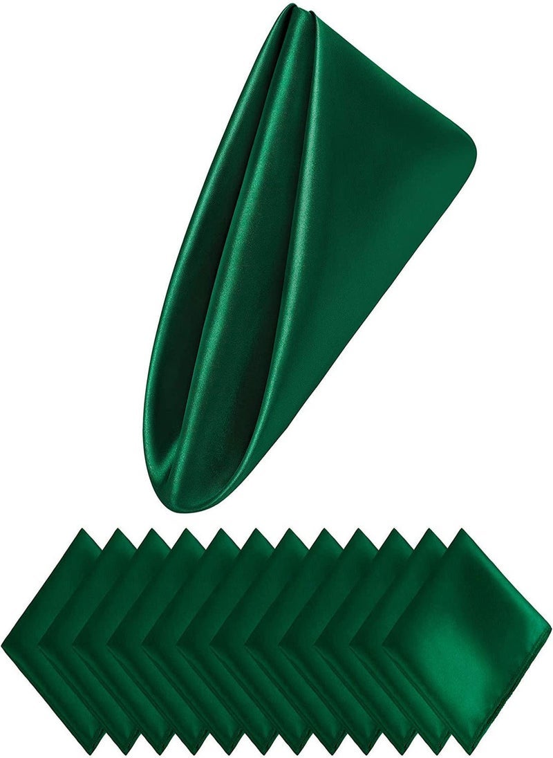 Elegant Satin Square Napkins Set of 10, 17x17 Soft and Smooth Fabric for Dinner, Weddings, and Parties, Washable and Reusable Dinner Napkins